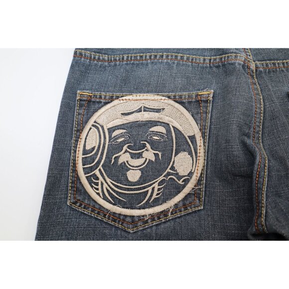 Evisu Japan Indigo Wide Leg Denim Button Fly Jeans 36x30 100% Cotton Classic Fit - Picture 11 of 16